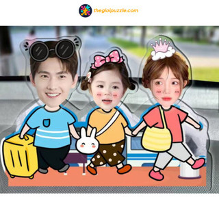 Standee Lắc Đầu Custom Ghép Mặt 3 Người In Theo Yêu Cầu Chibi Trang Trí Bàn Học Bàn Làm Việc