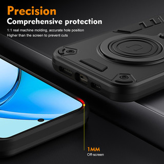 Dành Cho OPPO A60 Ốp điện thoại Kim Loại Giá Đỡ Nhẫn Đế Mềm TPU Edge Cứng PC Mặt Sau Chống Sốc Mỏng Vỏ