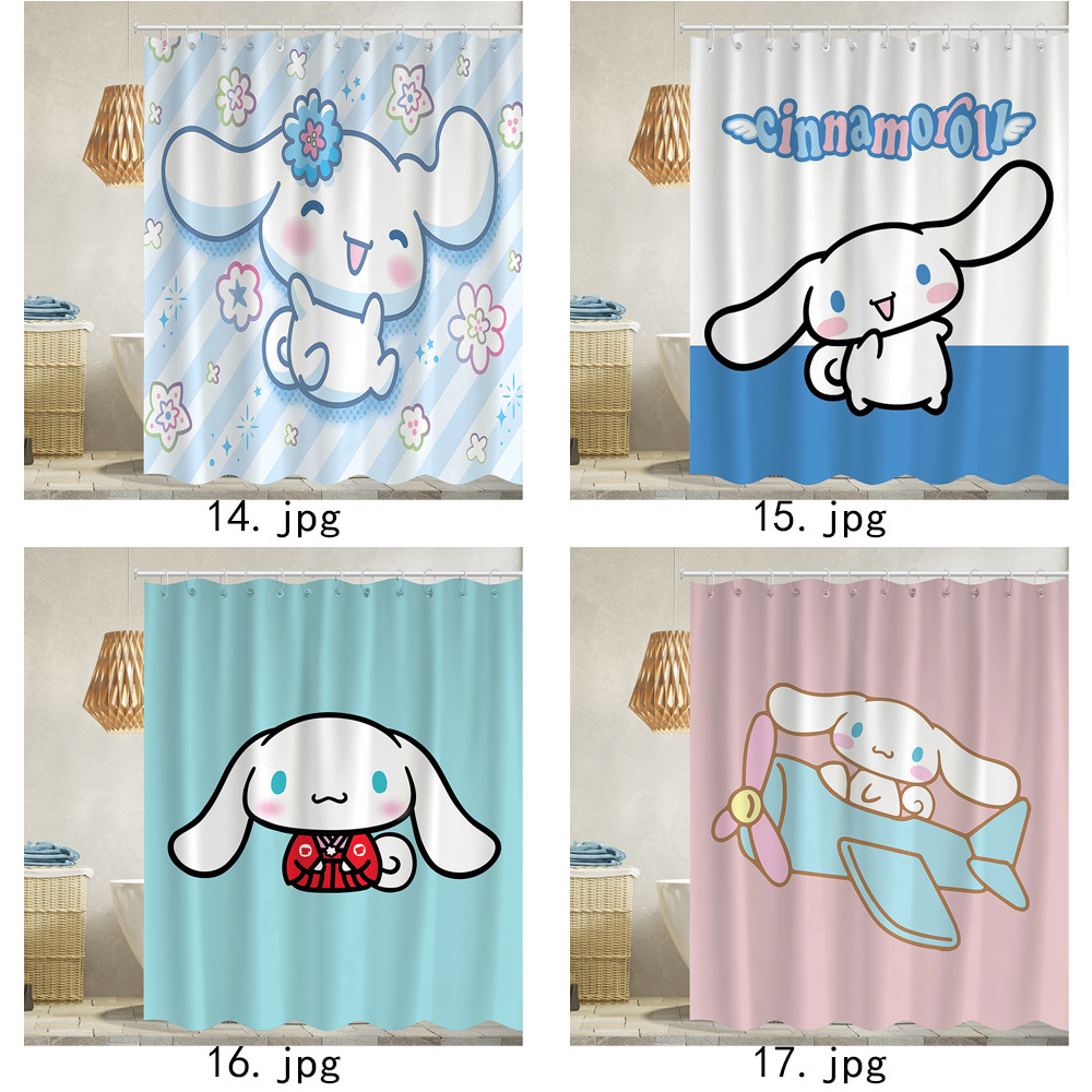 Sanrio Cinnamoroll Polyester Rèm tắm chống thấm nước Trang trí phòng tắm