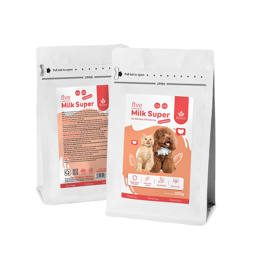 Sữa Tăng Cường Miễn Dịch Five-Milk Super For Pet Cho Thú Cưng 250g - Fivevet