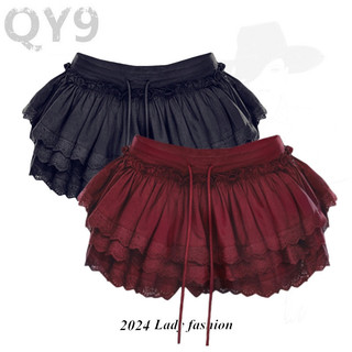 Chân Váy Bánh Bèo Quần Culottes siêu ngắn khâu Ren Hot Girl múba lê màu đỏ títhiếu nữ Mỹ bồng bềnh ZUGJ