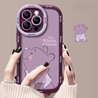 Ốp điện thoại Winnie the Pooh dễ thương cho iPhone 16 / 15 / 14 / 13 / 12 / X / 7 / 11 / Plus / pro Max Ốp bảo vệ phồng mờ toàn diện bằng silicon mềm bền chống rơi