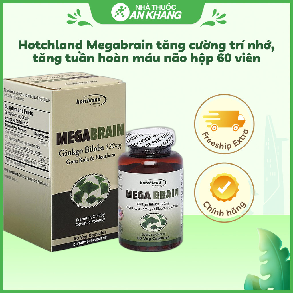 Hotchland Megabrain tăng cường trí nhớ, tăng tuần hoàn máu não hộp 60 viên