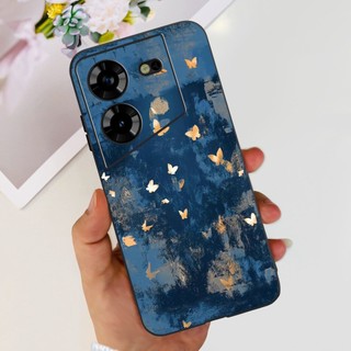 Dành Cho Tecno Pova 5 4G LH7n Ốp Lưng Đá Cẩm Thạch Sang Trọng Mềm Màu Đen Silicon Ốp lưng Cho Tecno Pova5 2023 Ốp Lưng Chống Sốc