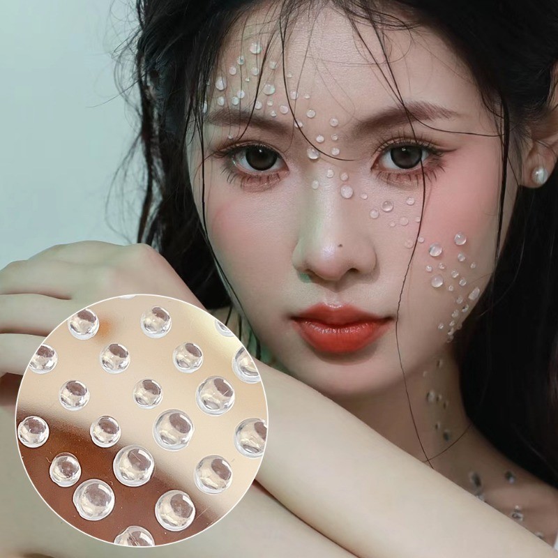 Miếng dán mặt kim cương giọt nước - Decal xăm nghệ thuật toàn thân - Dành cho cơ thể, mặt, lông mày - Chống thấm nước, tự dính, trong suốt - Đồ dùng trang điểm DIY cho bữa tiệc lễ hội