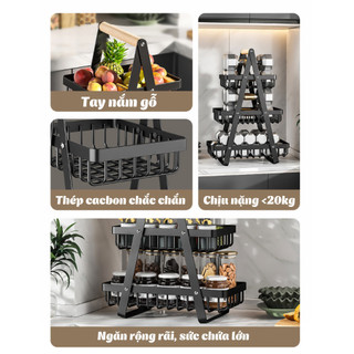 Kệ Đựng Đồ Nhà Bếp Đa Năng 3 Tầng ECO, Giỏ Đựng Gia Vị, Trái Cây, Decor Đa Năng Thép Cacbon Cao Cấp