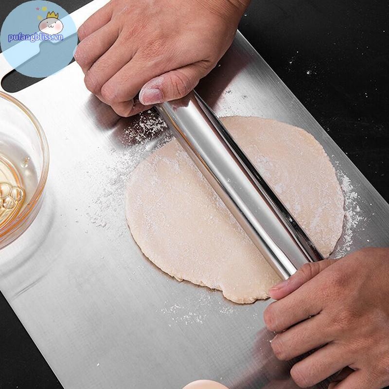 Pufangbliss Thép không gỉ Cán Dụng Cụ Nhà Bếp Bột Con Lăn Nướng Bánh Pizza Mì Bánh Bao Làm Dụng Cụ Không Nướng VN