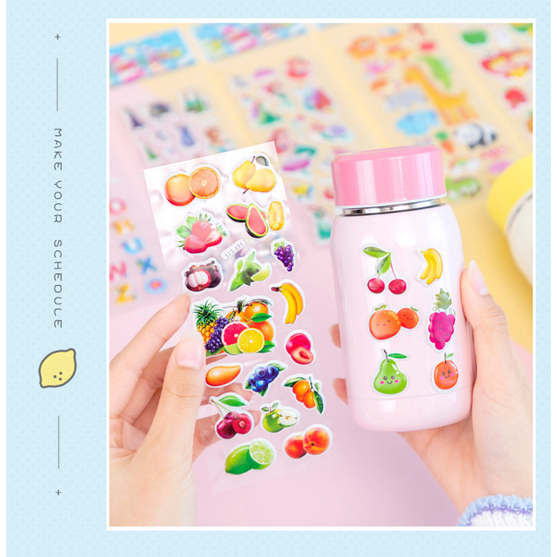 ( Tặng ngẫu nhiên) Sticker 3D nổi trang trí sổ sách, bình nước, điện thoại chống thấm nước