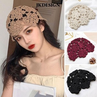 Mũ dệt kim JKDESIGN, Mũ nồi thông thường mùa hè, Thời trang thoáng khí Rỗng hoa Skullies Mũ nữ
