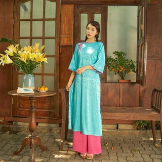 Set Áo dài nữ mặc Tết kèm quần lụa ống suôn MONÁ - THƠ & MƠ