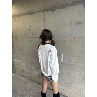 Hiixiivi [Áo thun Cotton 100% mới] Áo thun dài tay cỡ lớn dành cho nữ Áo rộng rãi rộng rãi dành cho nữ Ootd độc đáo 2025