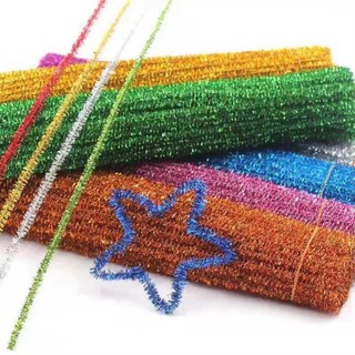 100 Miếng Lấp Lánh Nhiều Màu Sắc Khác Nhau Chenille Thân DIY Nghệ Thuật Tiếp Liệu Trẻ Em Thủ Công Hành Hành Xoắn Cần