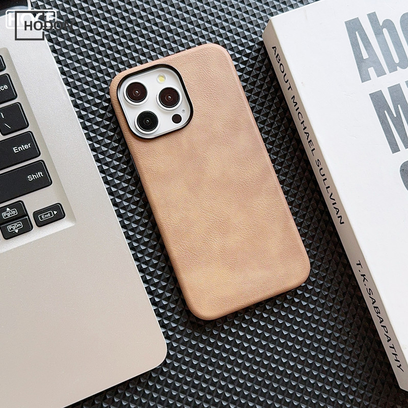 Hodon Sang Trọng Sạc Không Dây Từ Tính Da Cho IPhone 16 15 14 13 12 Pro