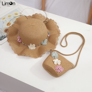 Mũ Cói Đính Hoa Thời Trang Hè Xinh Xắn Cho Bé Gái