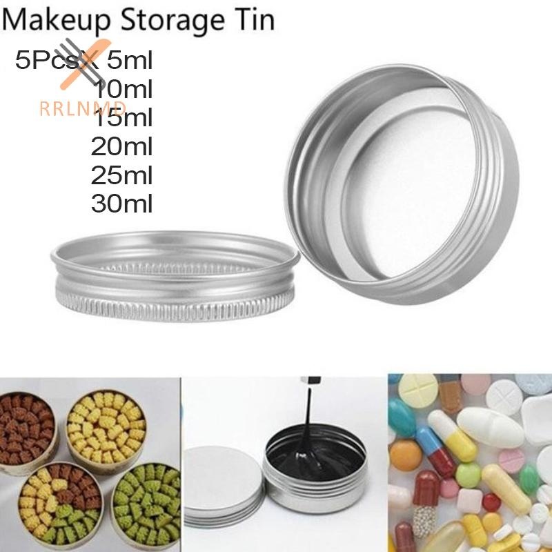 Rrlnmd > 5 Chiếc Nhôm Mini Tròn Thiếc Hộp Đựng Kim Loại Chai Bảo Quản Bình Vít Nắp Hộp Mới