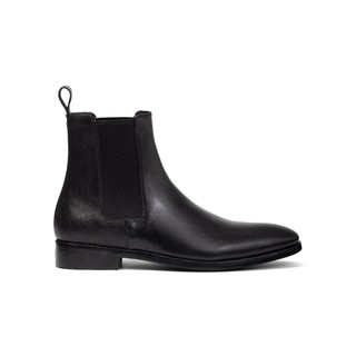 Giày da nam Chelsea Boots bản thuôn dài Ftt Leather màu đen dáng trơn đế phíp gỗ - Mã F703
