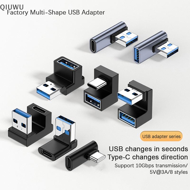 Bộ chuyển đổi điện thoại di động QIUWU USB-A 90 độ USB C sang USB A Adapter Góc phải USB A 3.0 Nam sang USB Type C Conenctor Bộ chuyển đổi đĩa USB máy tính.