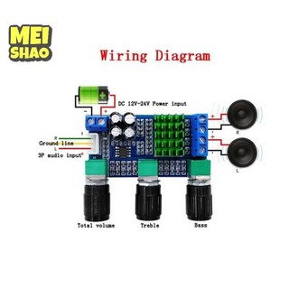 MeiShao XH-M567 TPA3116D2 Bảng khuếch đại kỹ thuật số kênh kép Điều chỉnh thấp cao