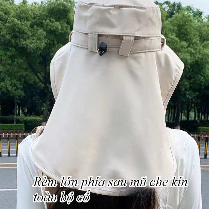 Mũ chống nắng,Mũ Nón Chống Nắng Vành Rộng Nữ,Mũ Bucket vành rộng tích hợp khẩu trang chống tia UV