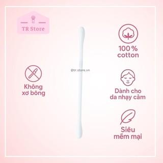Bông Tăm Bông Bạch Tuyết 42 Cây - 100% Bông Tự Nhiên, An Toàn