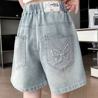 2026 Phong Cách Mới Bé Gái Bướm Thêu Quần Short Denim-Mùa Hè Mỏng Rời Thường Ngày