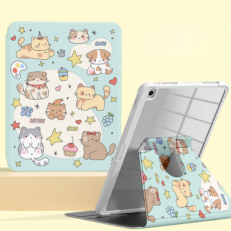 Ốp Bảo Vệ Cho Samsung Galaxy Tab A7 Lite 8.7inch S10ULTRA Tab S6 Lite 2024 S7 + / S8 + / S7FE S9 FE + S10 FE + A9 + Vỏ Máy Tính Bảng Hoạt Hình Dễ Thương Có Giá Đỡ Bút Chì