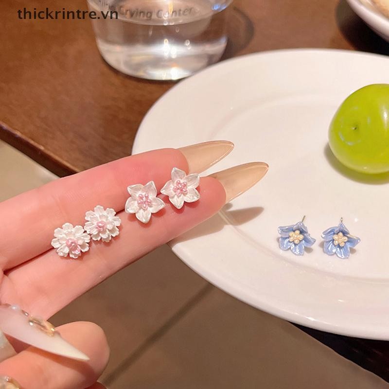 THI Bông Tai Hoa Nhựa Tươi Nhỏ Cho Nữ Bông Tai Thời Trang Đơn Giản Bông Tai Trang Sức Dễ Thương Quà Tặng VN