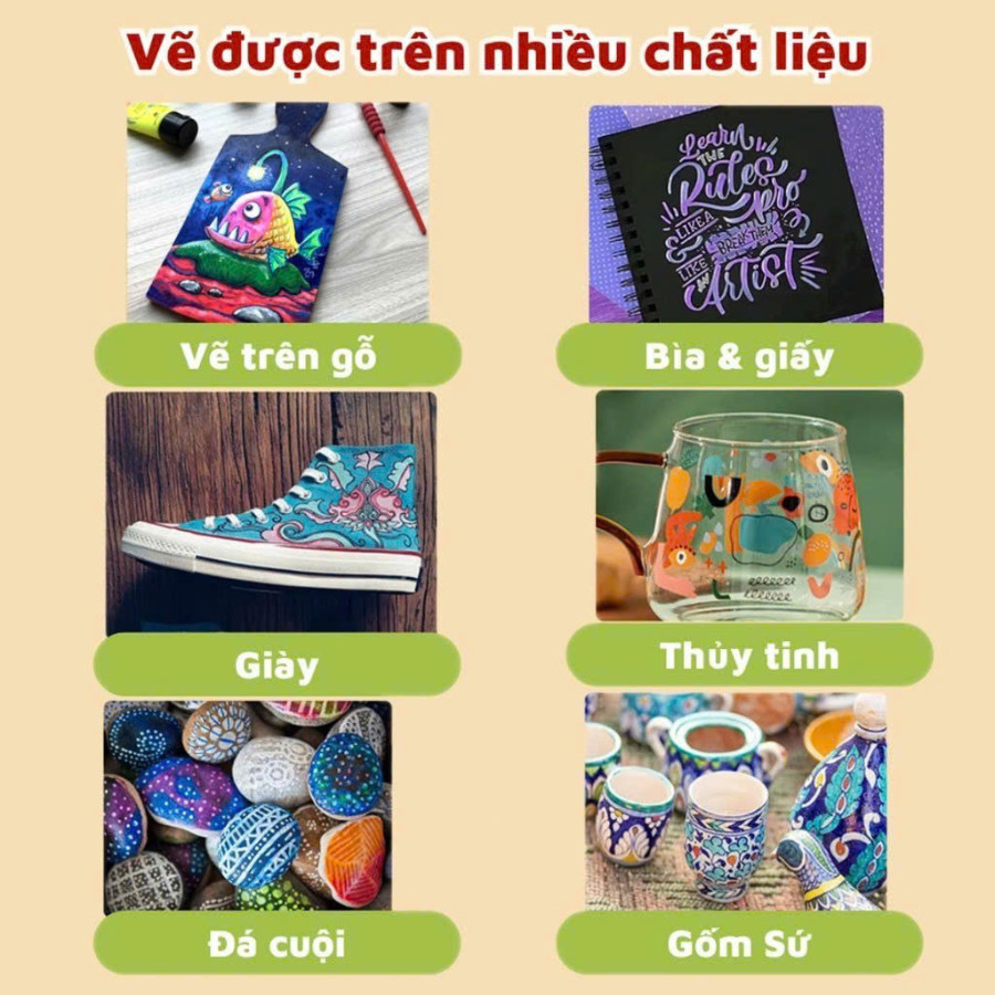 BÚT MÀU ACRYLIC MARKER CAO CẤP, HỘP BÚT 80 MÀU CHỐNG NƯỚC, Nét Mực Đều Khô Nhanh