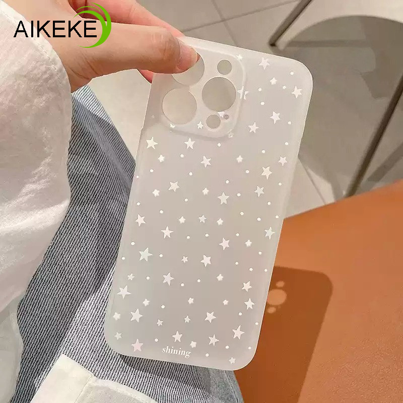 Vỏ sương mù băng ngôi sao trắng cho Samsung Galaxy S25 Edge S24 S23 S22 S21 S20 Ultra FE S10 S10E S9 S8 Plus + 5G 4G Vỏ điện thoại mờ mềm chống sốc đơn giản dễ thương