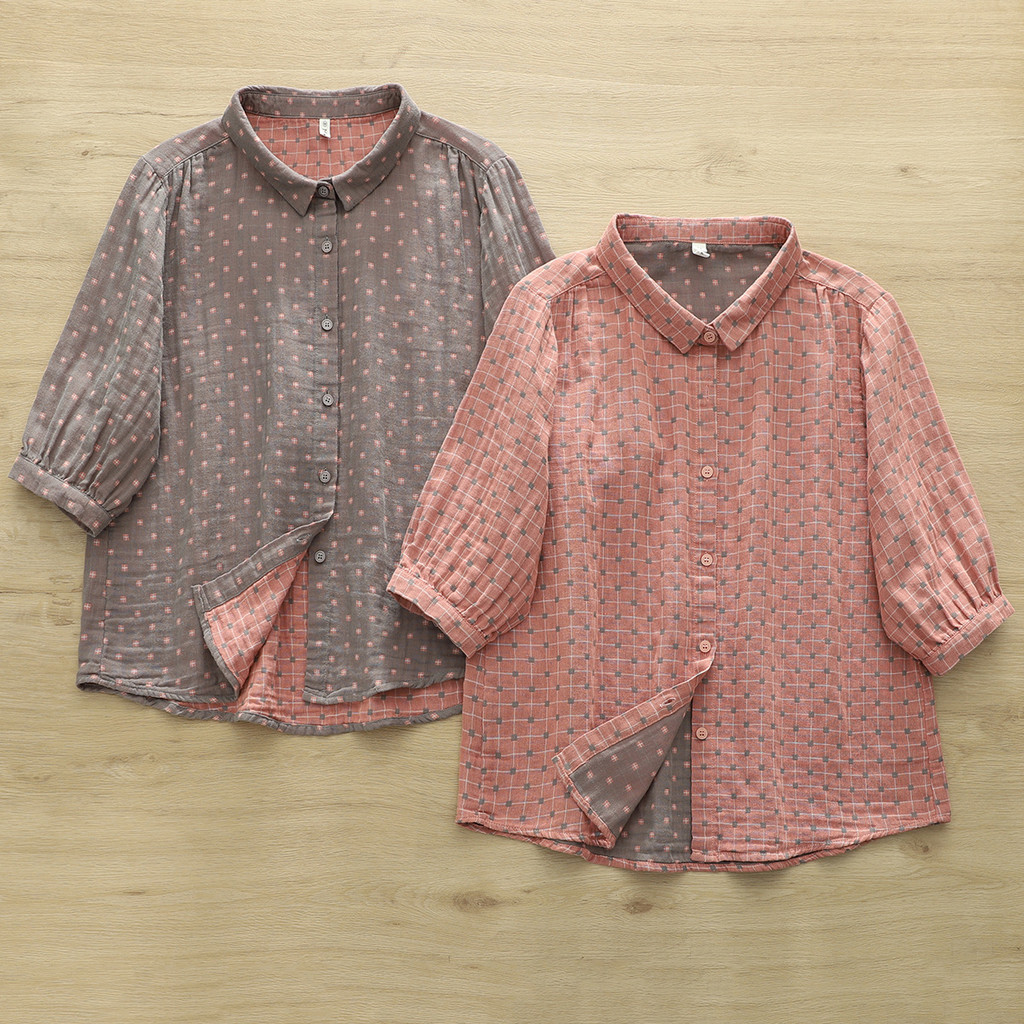 Áo sơ mi nữ cotton thoáng khí, phù hợp mặc hàng ngày mùa hè