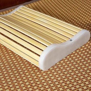 Gối làm mát mùa hè, gối tre, gối cổ, gối sọc tre, gối mahjong cứng, gối hỗ trợ cổ thoáng khí mùa hè, dệt bằng tre và mây