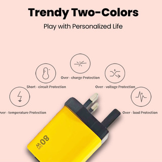 Bộ sạc điện thoại di động sạc nhanh Elough 80W có cáp Type-C có thể thu vào Cổng USB kép Bộ sạc di động