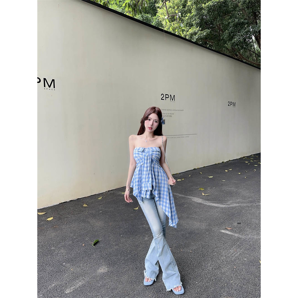 Milyfashion Crop-top Gợi cảm Một Dây Phong Cách Mới Mùa Hè, Nẹp Rộng Ôm Dáng