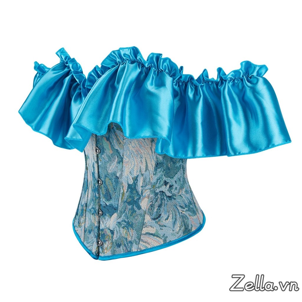 Corset Vintage Jacquard Hoa Ruffle Tay - Áo Bustier Phục Hưng Thịnh Hành