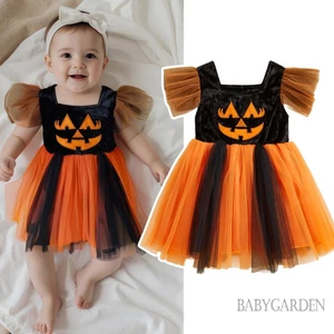 / / -6M-4Y Bé Gái Váy tuyn Thời Trang Halloween Bí Ngô Thêu Áo Bay Tay