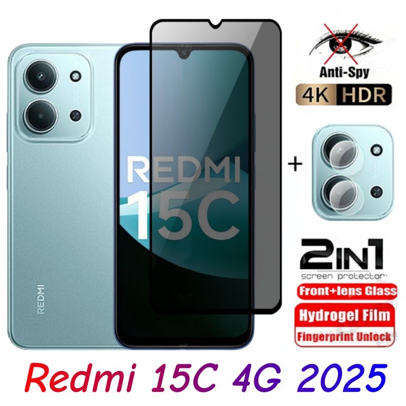 Dành Cho Redmi 15C 4G 2025 Kính Cường Lực Riêng Chống Gián Điệp Full Cover Bảo Vệ Màn Hình Chống Peek Phim Riêng Tư Cho Xiaomi Redmi 15 C Redmi15C 15C 4G 5G 2025 Phim Bảo Mật Chống Peek