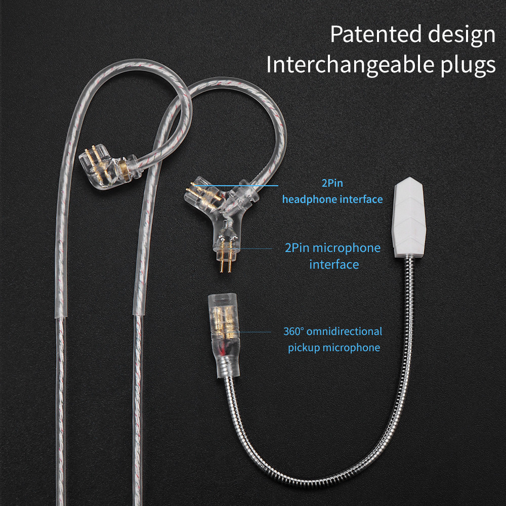 Cáp tai nghe QKZ Q7MAX có Mic HiFi Dây nâng cấp thay thế tai nghe có dây 2.5 / 3.5 / 4.4MM / Type-C 2Pin cho KZ TRN IMEs