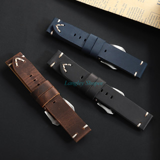 Dây đeo đồng hồ da thật bọc dầu 18 / 20 / 22 / 24 / 26mm Dây đeo đồng hồ da bò thay thế dây đeo cổ điển cổ điển bằng da khâu vòng tay cho nam nữ