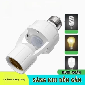 Đui đèn cảm ứng chuyển động E27, tự bật tắt khi đến gần, cảm biến hồng ngoài tự động, đui đèn cảm biến