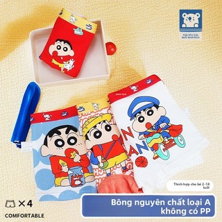 Quần lót bé trai Crayon Shinchan loại A - Cotton co giãn, thoáng mát, không gây bí, set 4 cái