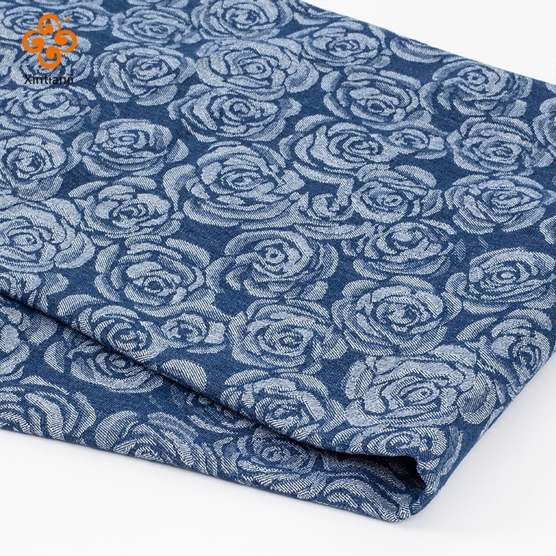 Vải Jeans Hoa Hồng Vintage Denis Jacquard 50x170cm - Phù Hợp May Quần Áo, Váy và Hành Lý DIY