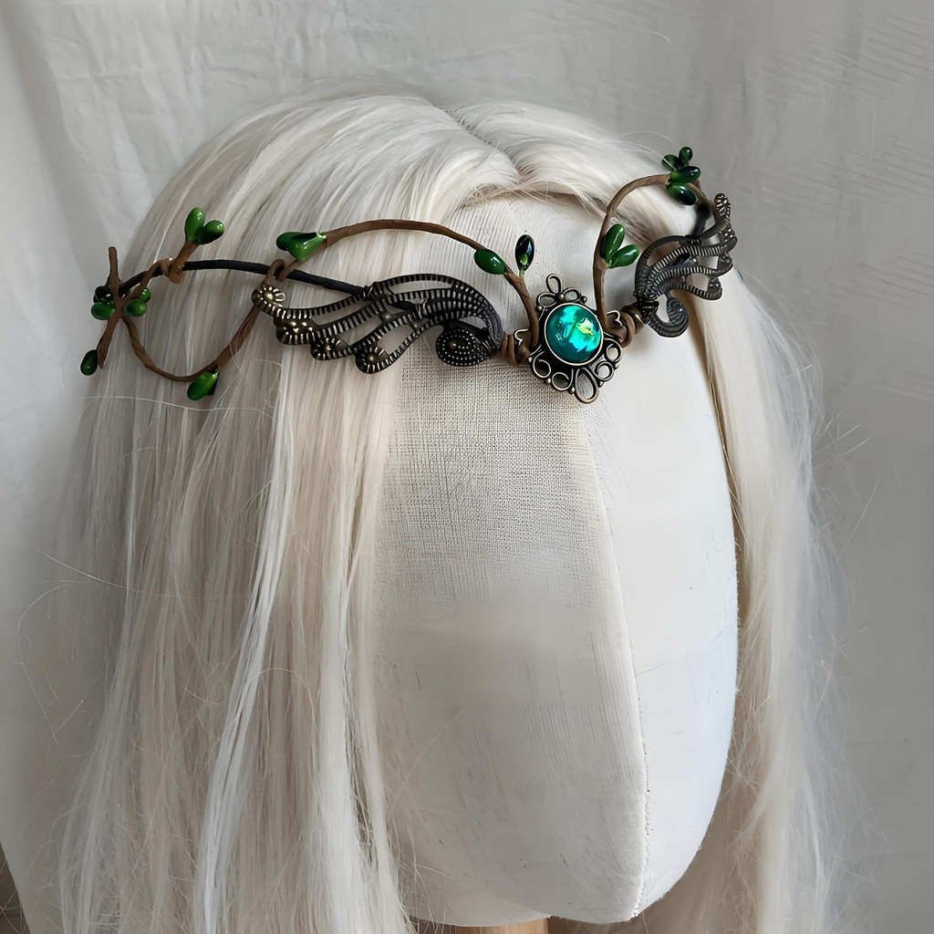 Đầu đội tóc thiết kế nhánh baroque kim loại, phụ kiện trang trí tóc cho cosplay