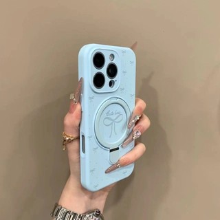 Dễ Thương Nơ Sóng Điểm Từ Giá Đỡ Điện Thoại Di Động iPhone16 15 14 13 12 11 Pro Max Chống Sốc Bảo Vệ Camera Chống Rơi Ốp Lưng Mềm
