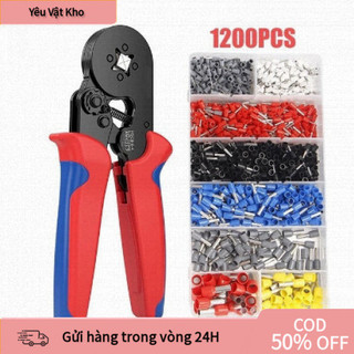 【48H】Kìm bấm cos vuông + hộp 1200 đầu cos đủ loại cos ống tròn HSC8 6-4A tự điều chỉnh