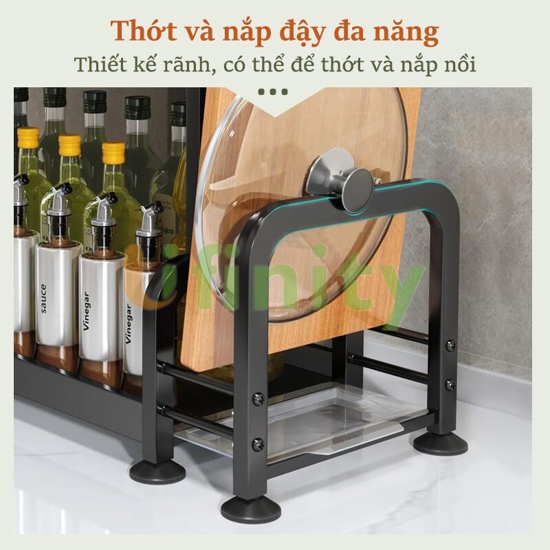 Lifinity Kệ Gia Vị 2 Tầng Thép Carbon - Thiết Kế Điều Chỉnh Độ Rộng Linh Hoạt, Chống Gỉ Vệ Sinh Dễ Dàng