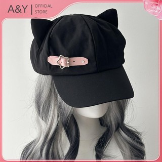 Tai Nữ A & Y Bông Tai Bông Tai Kẹp Gothic Gothic Gothic Beret Y2K Nữ Steampunk Punk Dây Kéo Mũ Chống Nắng Handmade.