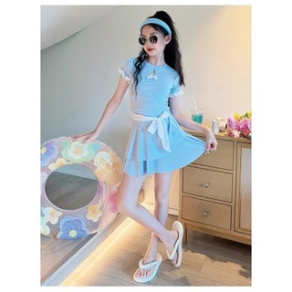 Đồ Bơi 2 Mảnh Cho Bé Gái Phong Cách Hàn Quốc – Thiết Kế Nơ Xinh, Dáng Váy Dễ Thương