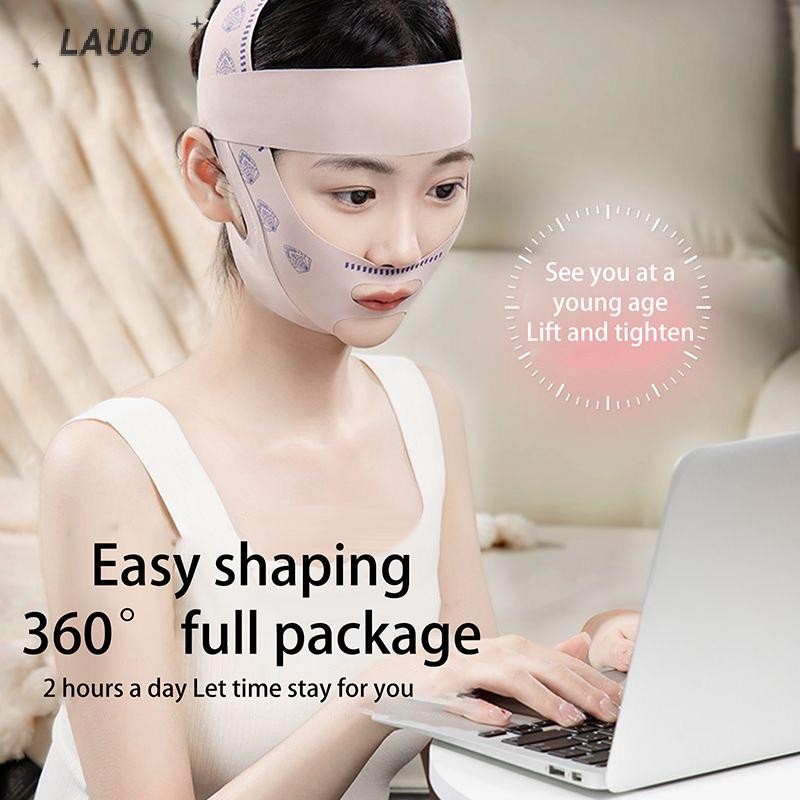Springevenstar Băng giảm béo mặt hai tầng Đai nâng cơ mặt V-Line Dây đeo cằm đôi Dụng cụ mặt nạ