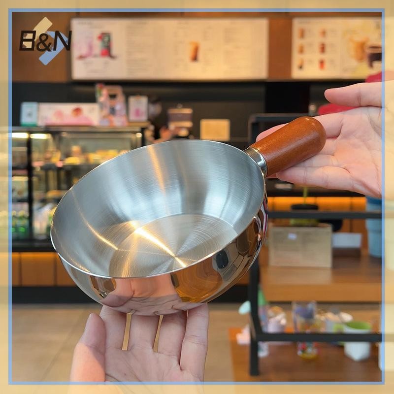 B & N Nồi một người Bát inox Tay cầm bằng gỗ óc chó Salad trái cây Bát sữa chua Dụng cụ nấu ăn sáng Nhà hàng nhà bếp.