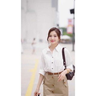 Áo sơ mi LA448  dáng rộng tay cánh dơi phối cổ basic năng động trẻ trung